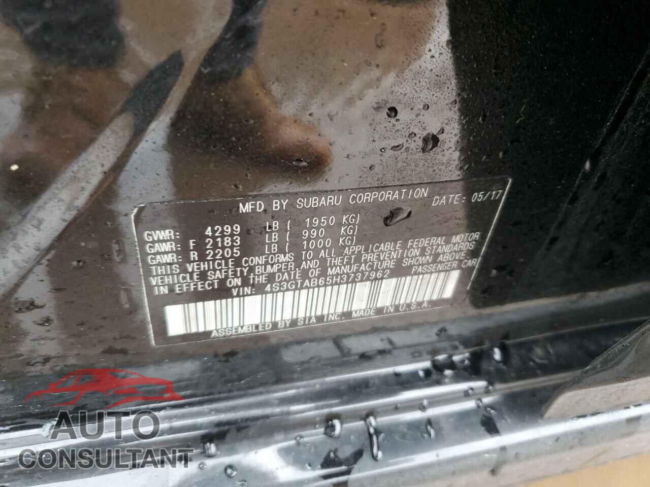 SUBARU IMPREZA 2017 - 4S3GTAB65H3737962