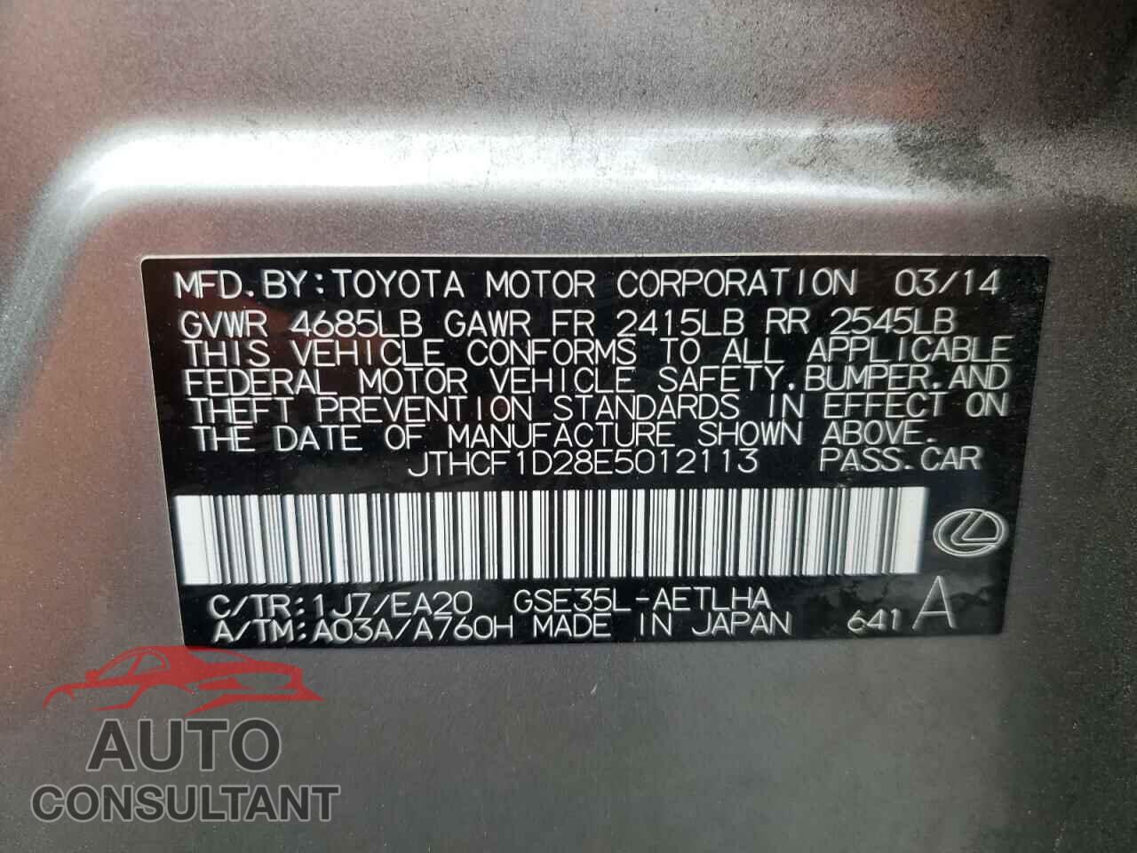 LEXUS IS 2014 - JTHCF1D28E5012113
