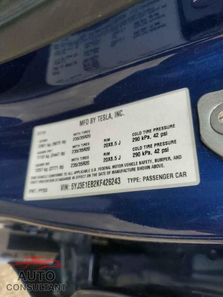 TESLA MODEL 3 2019 - 5YJ3E1EB2KF426243