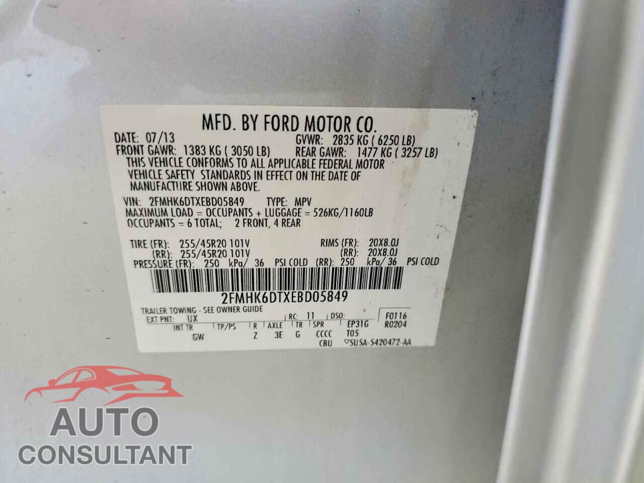 FORD FLEX 2014 - 2FMHK6DTXEBD05849