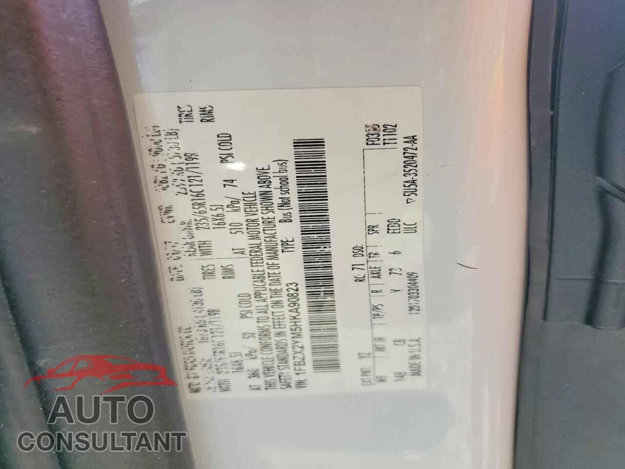 FORD TRANSIT 2017 - 1FBZX2YM5HKA90823