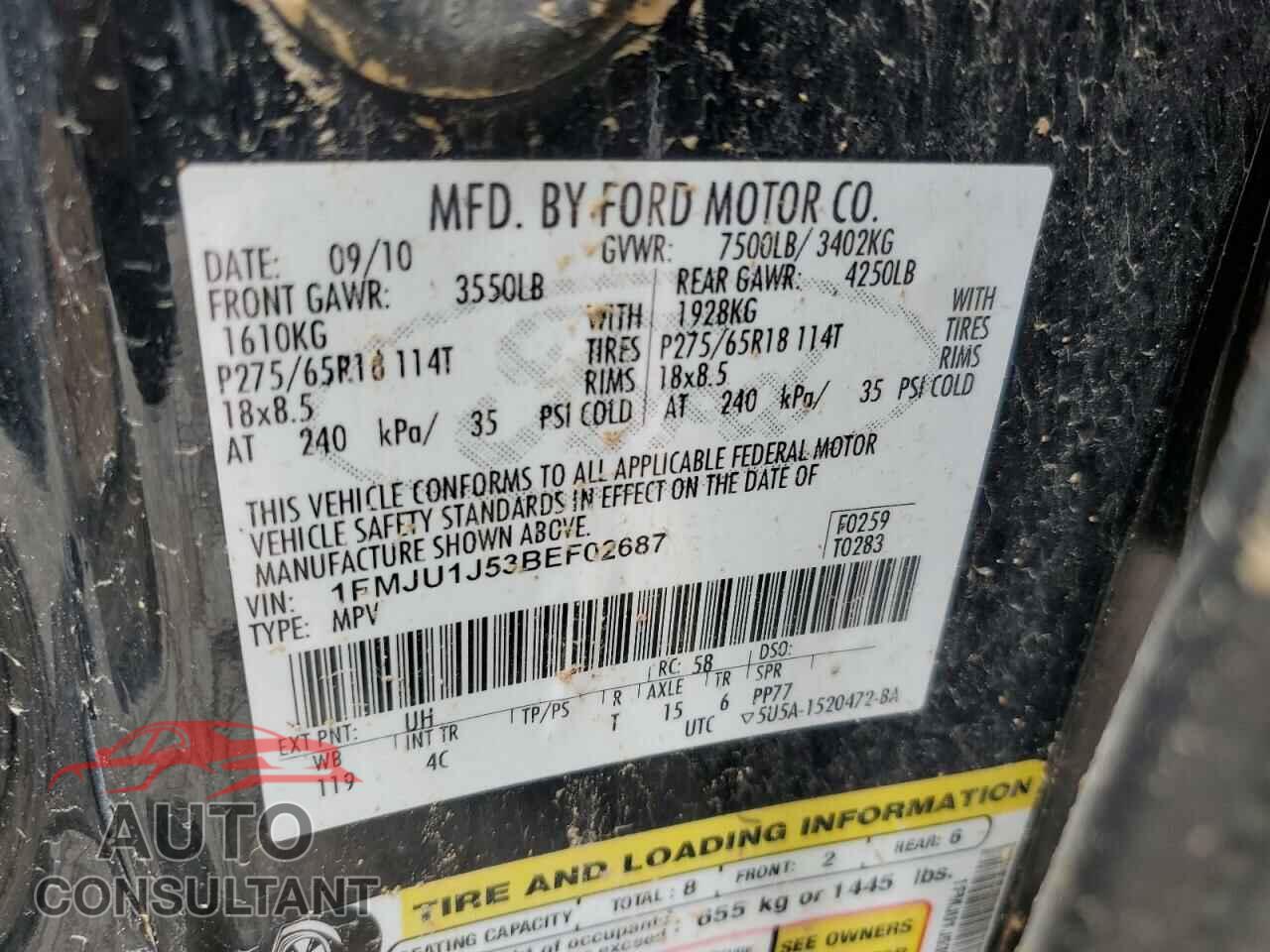 FORD EXPEDITION 2011 - 1FMJU1J53BEF02687