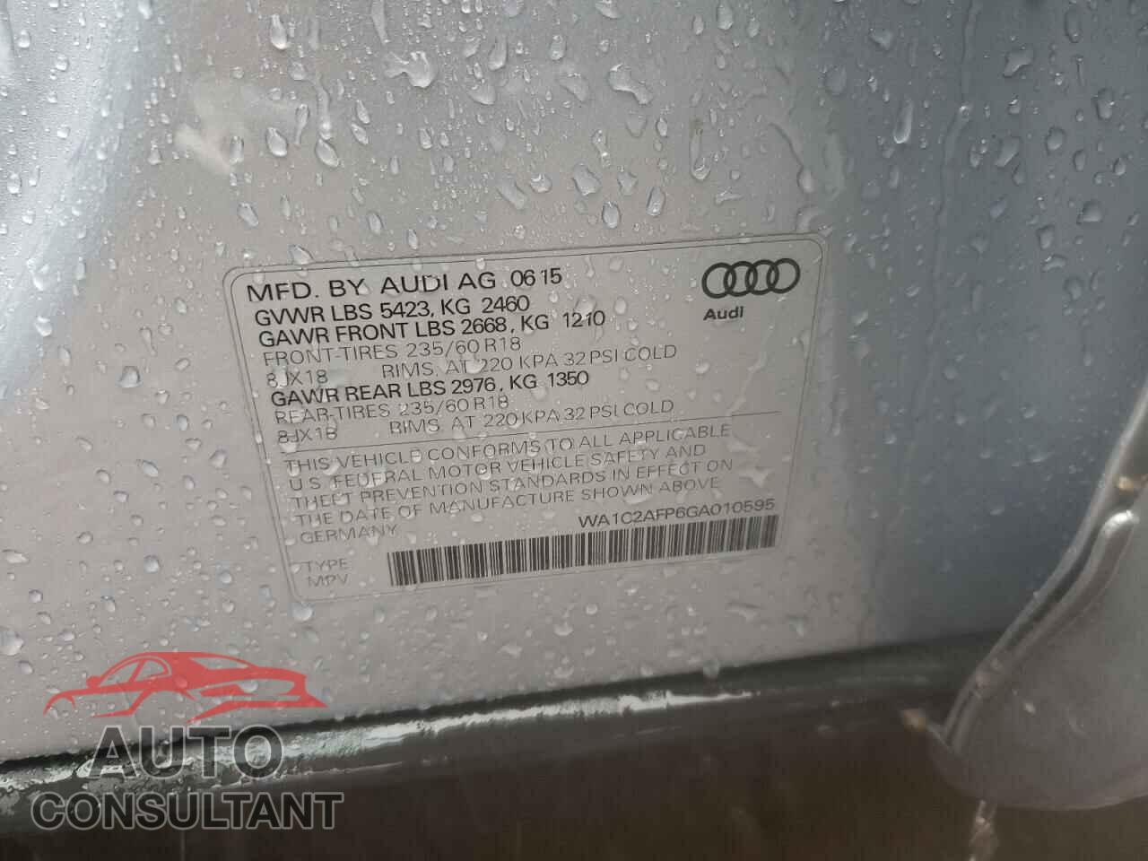 AUDI Q5 2016 - WA1C2AFP6GA010595