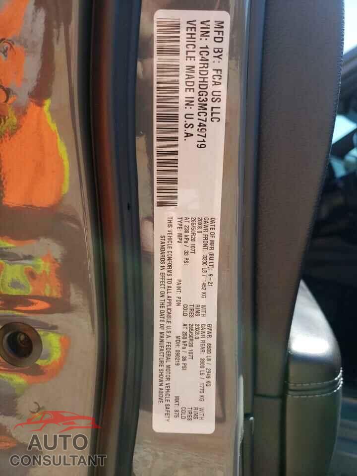 DODGE DURANGO 2021 - 1C4RDHDG3MC749719