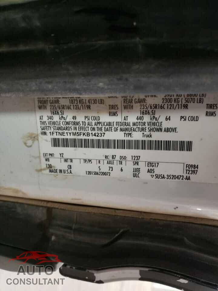 FORD TRANSIT 2015 - 1FTNE1YM5FKB14237