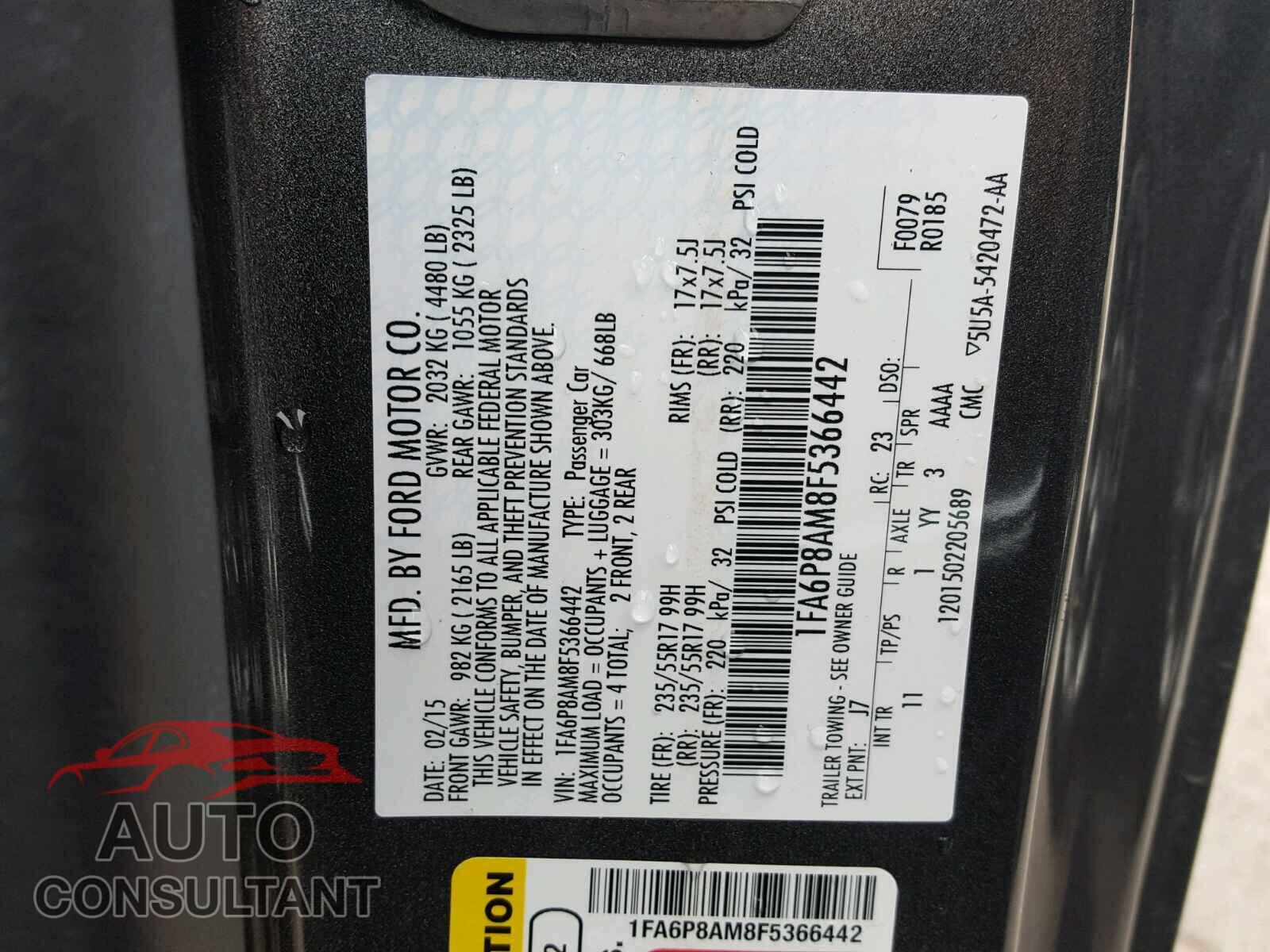FORD MUSTANG 2015 - 1FA6P8AM8F5366442