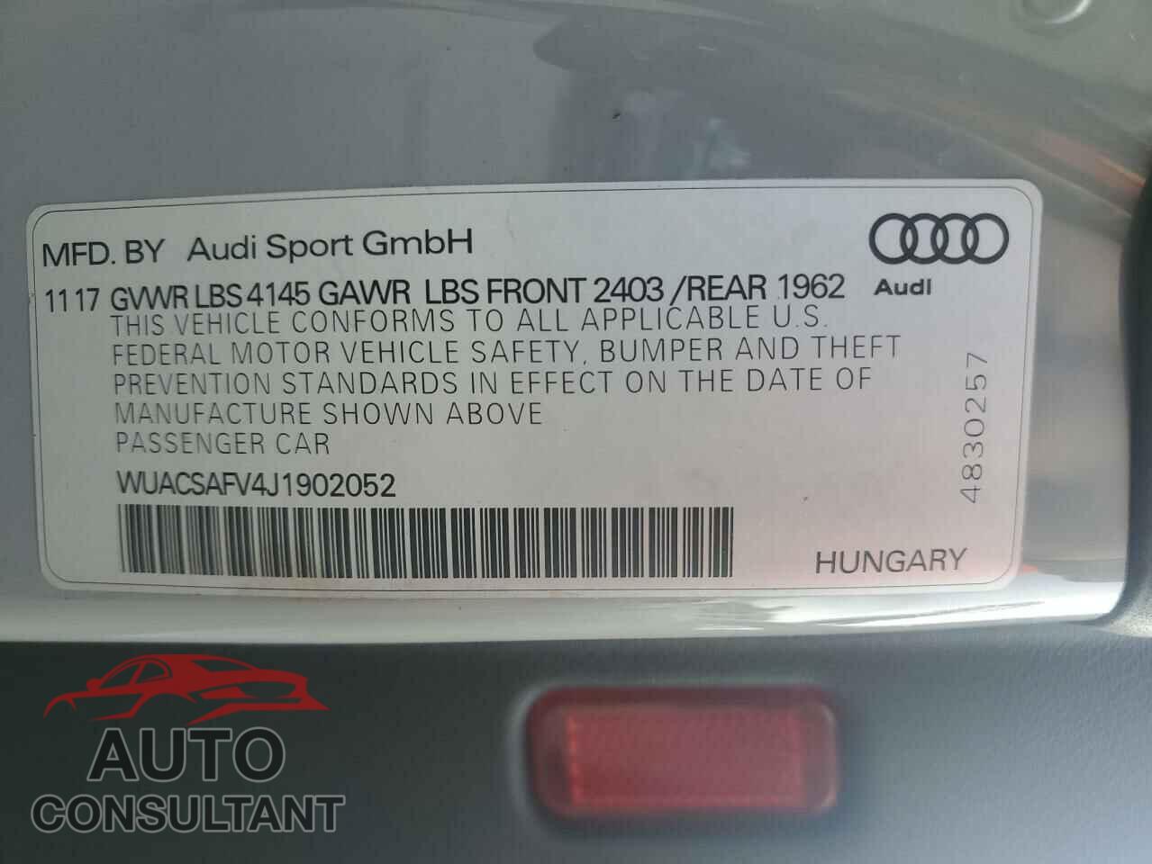 AUDI TT 2018 - WUACSAFV4J1902052
