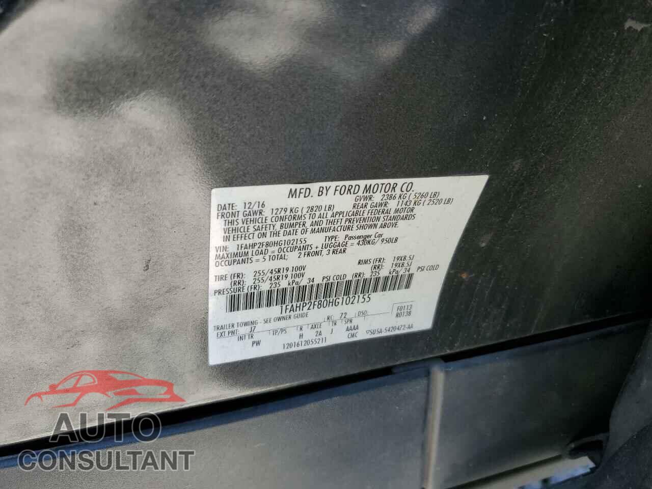 FORD TAURUS 2017 - 1FAHP2F80HG102155