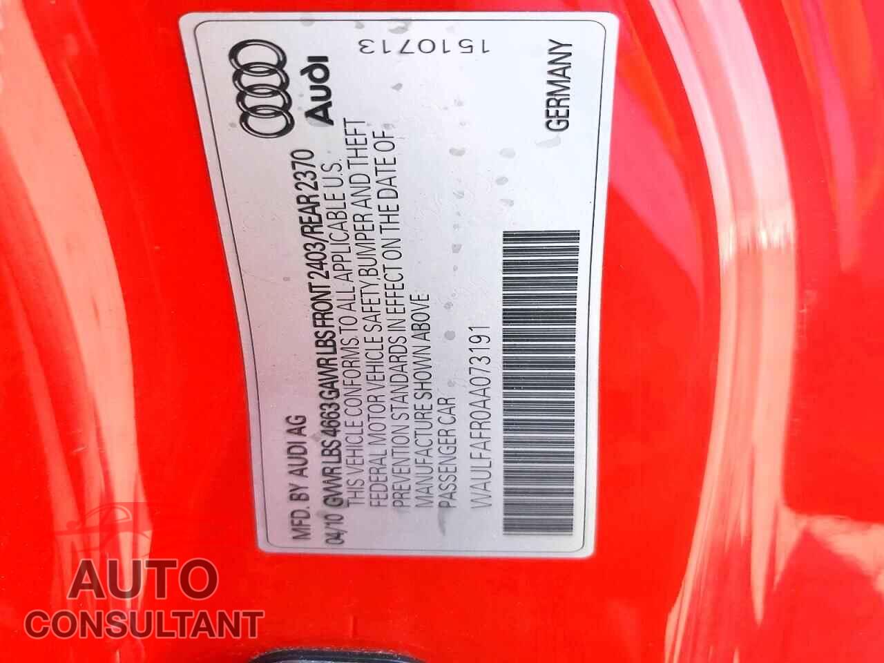 AUDI A5 2010 - WAULFAFR0AA073191