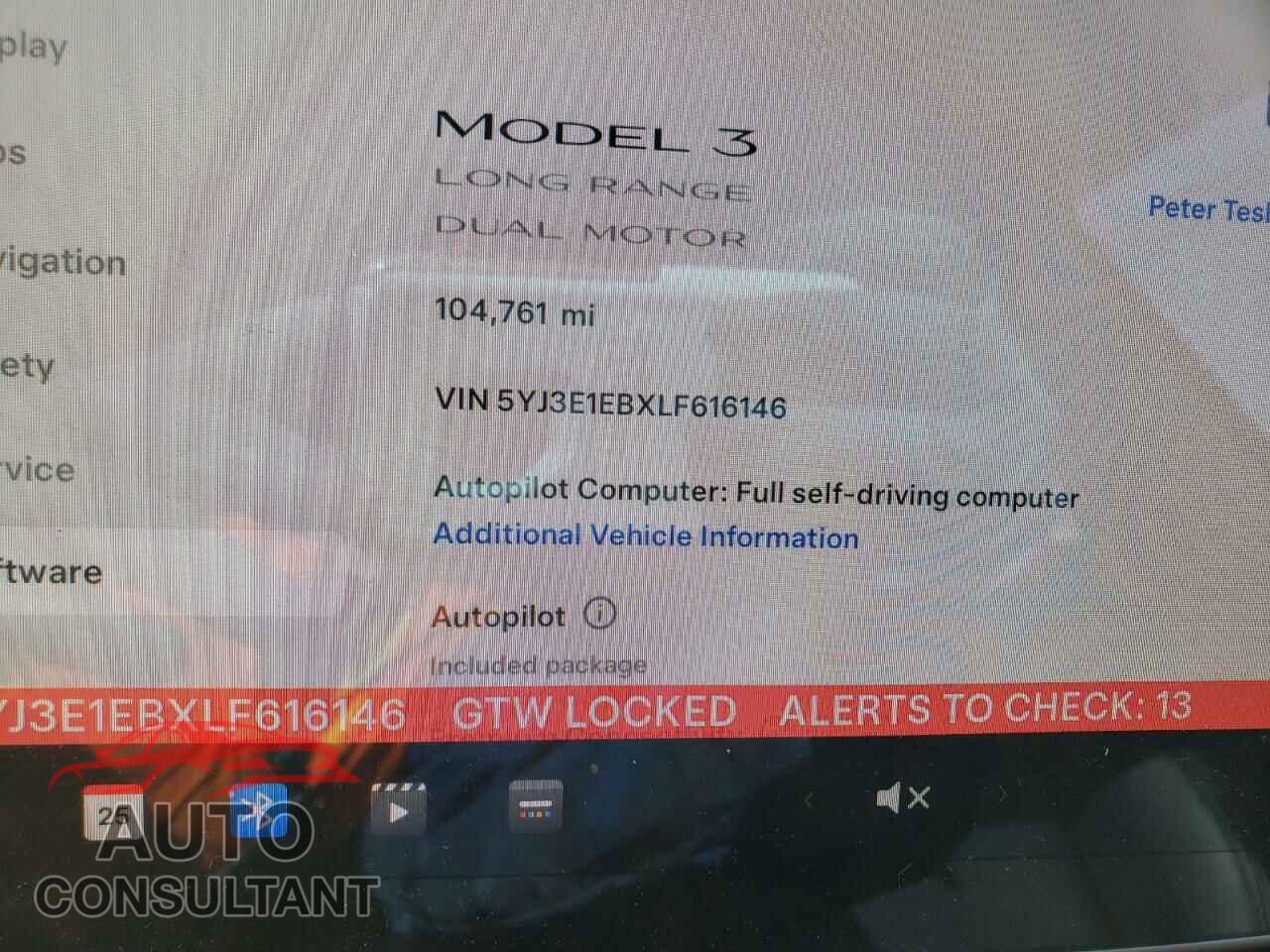 TESLA MODEL 3 2020 - 5YJ3E1EBXLF616146