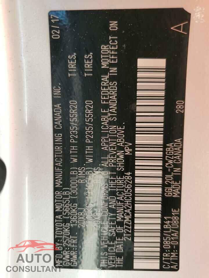 LEXUS RX350 2017 - 2T2ZZMCA2HC056284