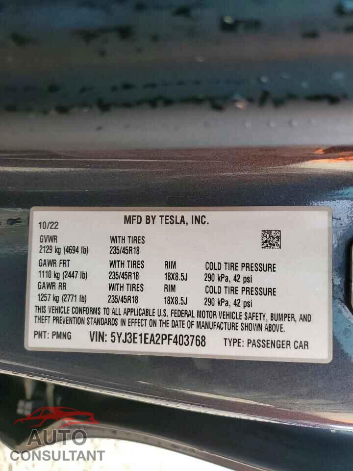 TESLA MODEL 3 2023 - 5YJ3E1EA2PF403768