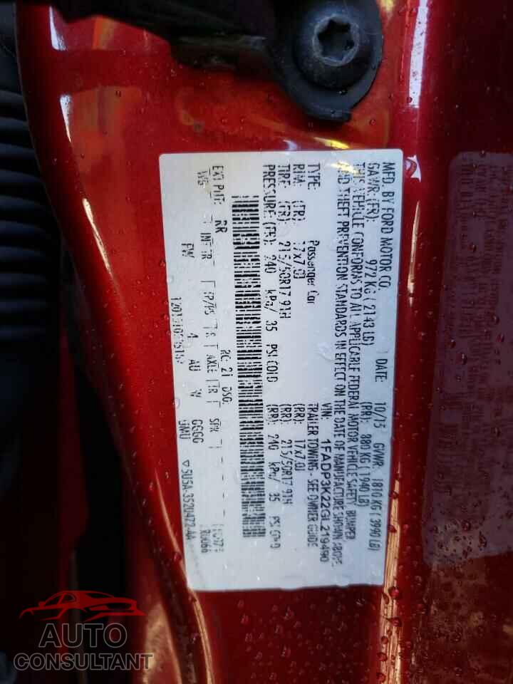 FORD FOCUS 2016 - 1FADP3K22GL219490