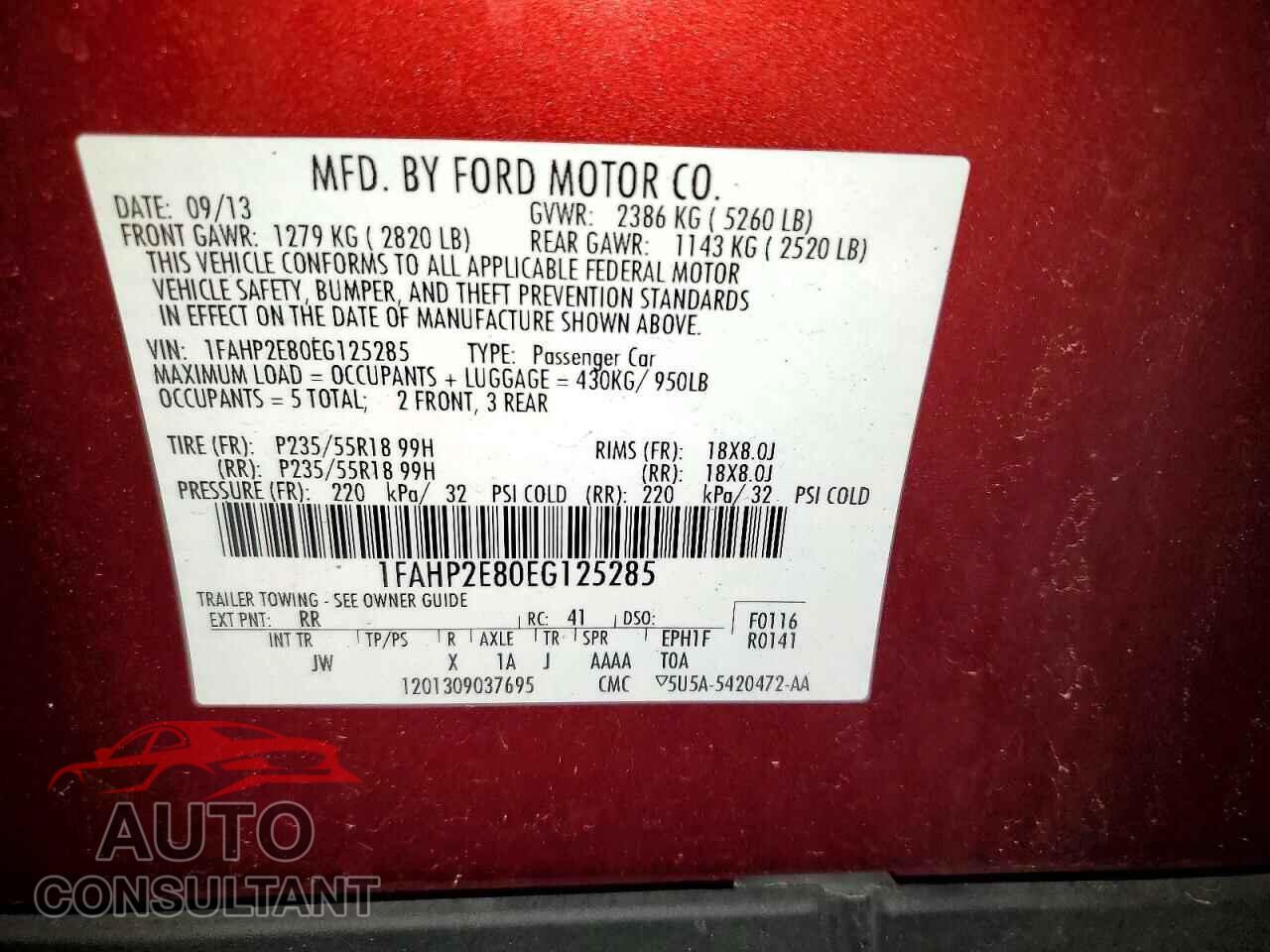 FORD TAURUS 2014 - 1FAHP2E80EG125285