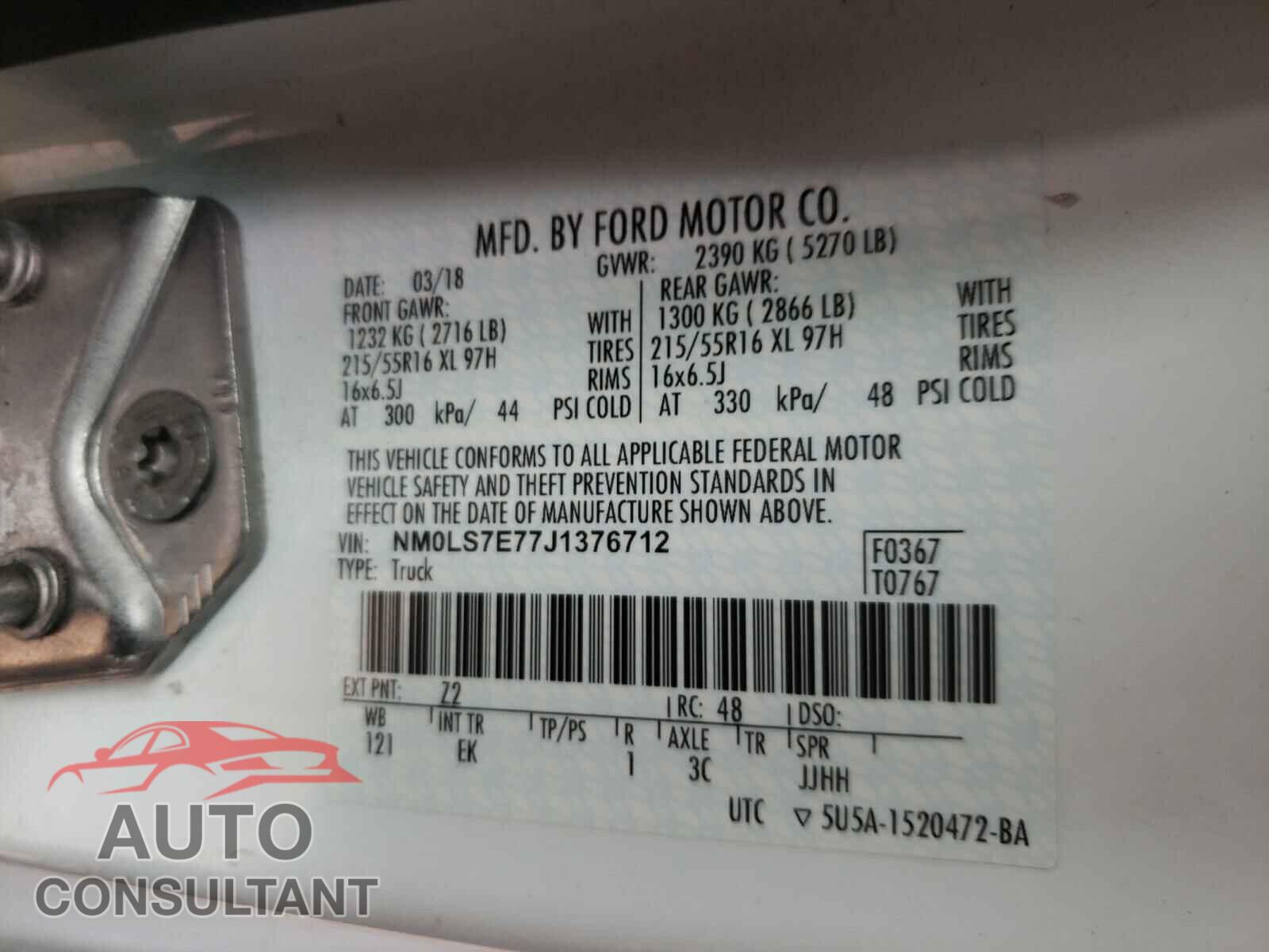 FORD TRANSIT CO 2018 - NM0LS7E77J1376712