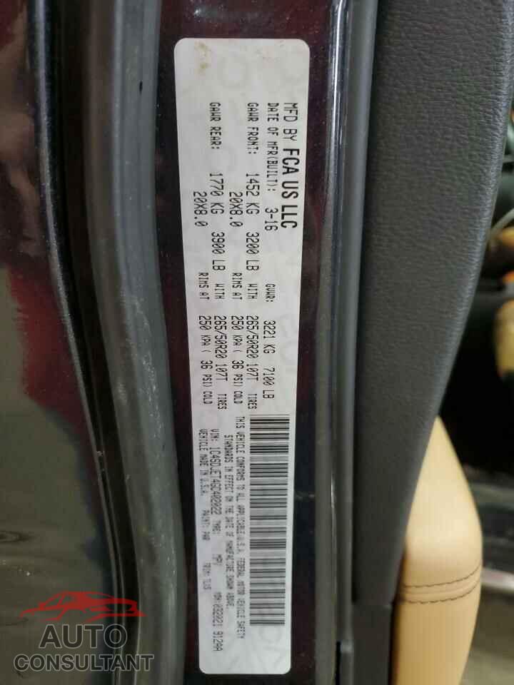 DODGE DURANGO 2016 - 1C4SDJET4GC402022