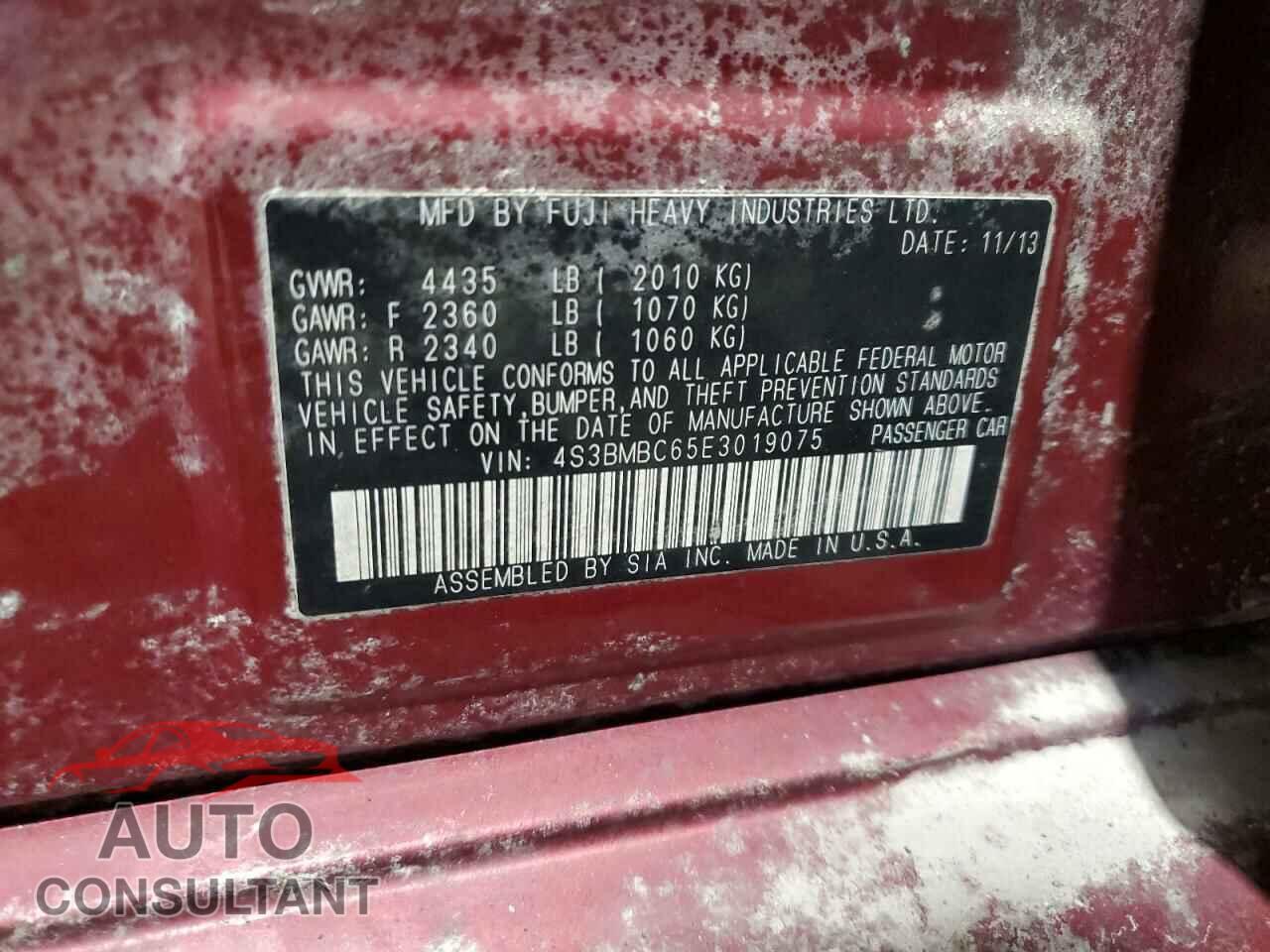 SUBARU LEGACY 2014 - 4S3BMBC65E3019075
