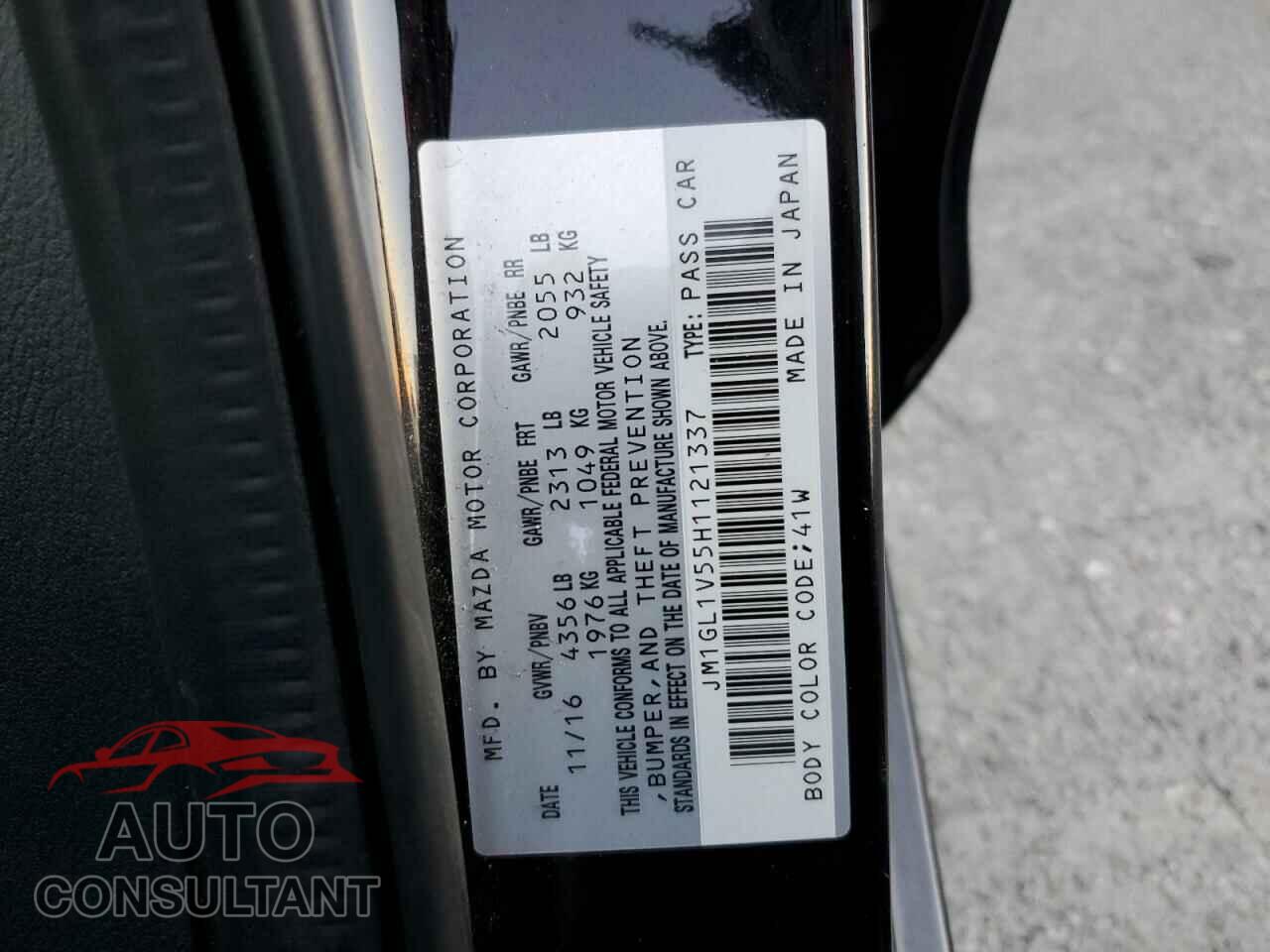 MAZDA 6 2017 - JM1GL1V55H1121337