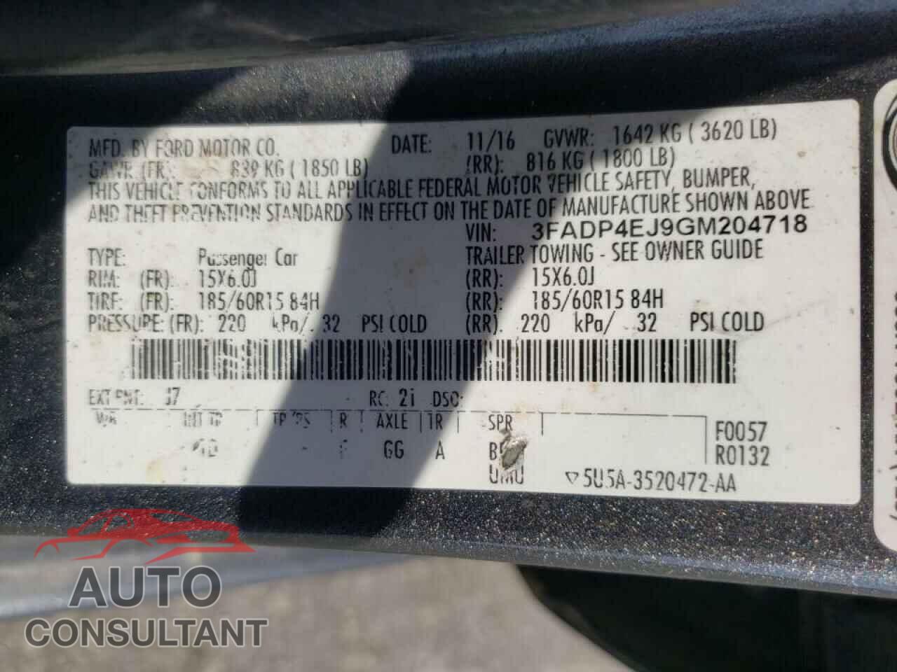 FORD FIESTA 2016 - 3FADP4EJ9GM204718