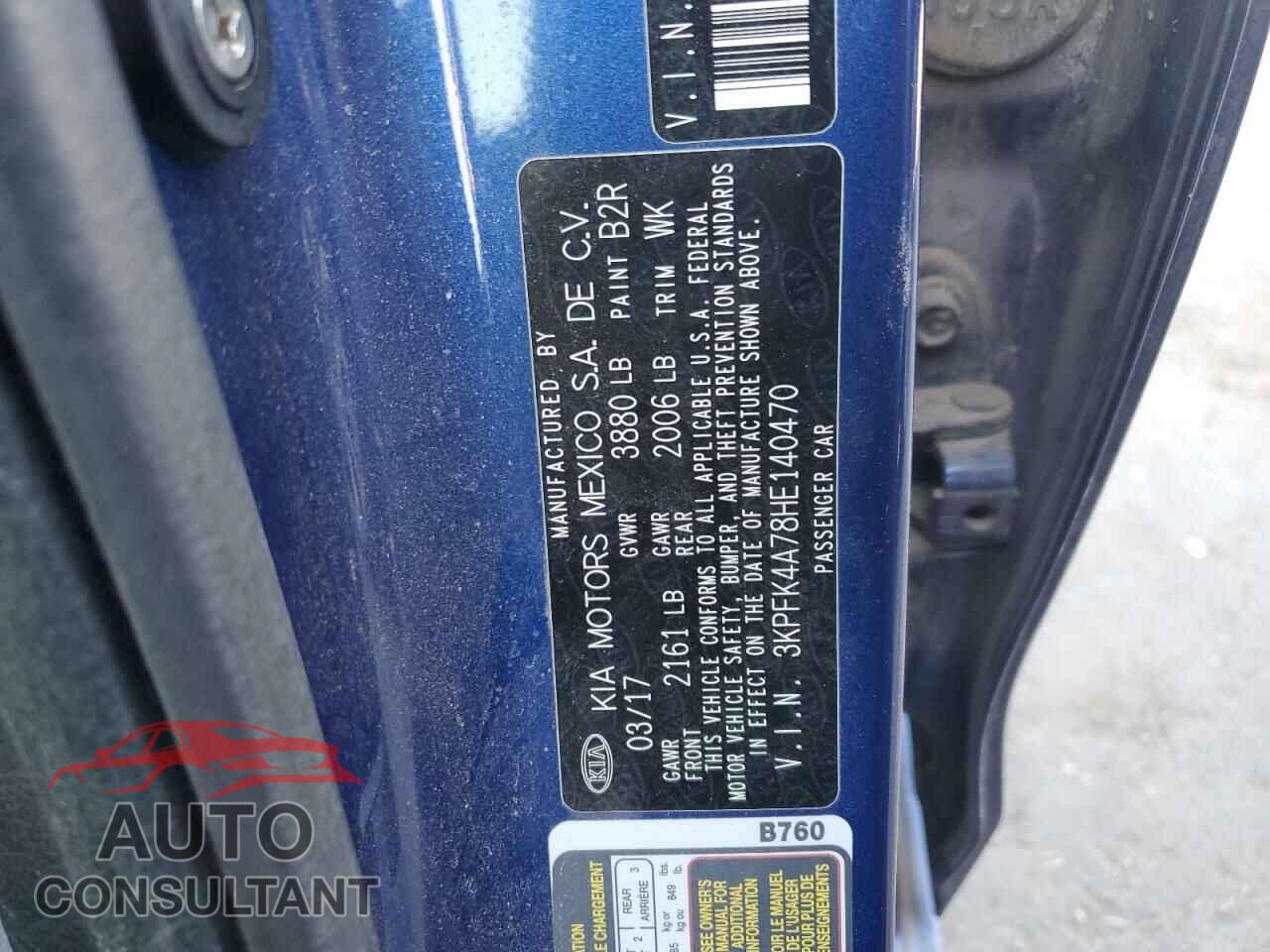 KIA FORTE 2017 - 3KPFK4A78HE140470
