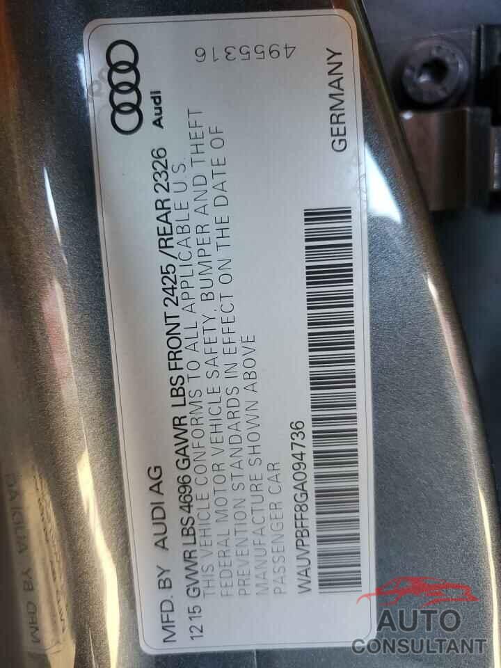 AUDI A3 2016 - WAUVPBFF8GA094736