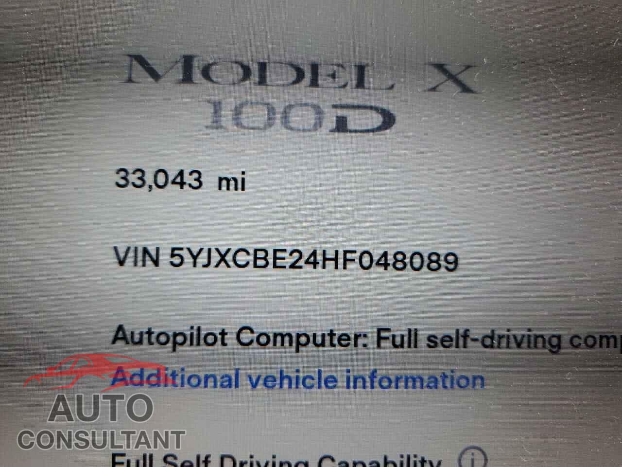 TESLA MODEL X 2017 - 5YJXCBE24HF048089