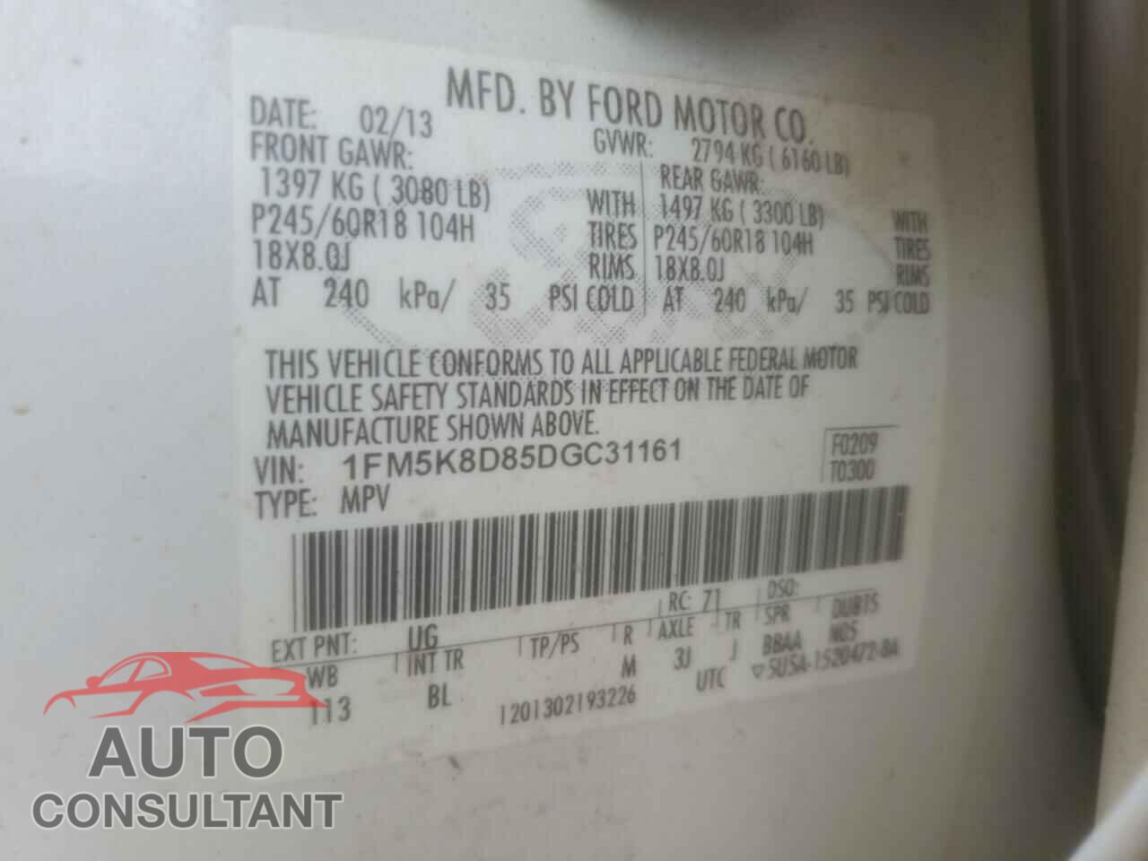 FORD EXPLORER 2013 - 1FM5K8D85DGC31161