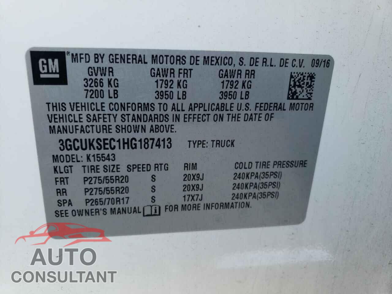 CHEVROLET SILVERADO 2017 - 3GCUKSEC1HG187413