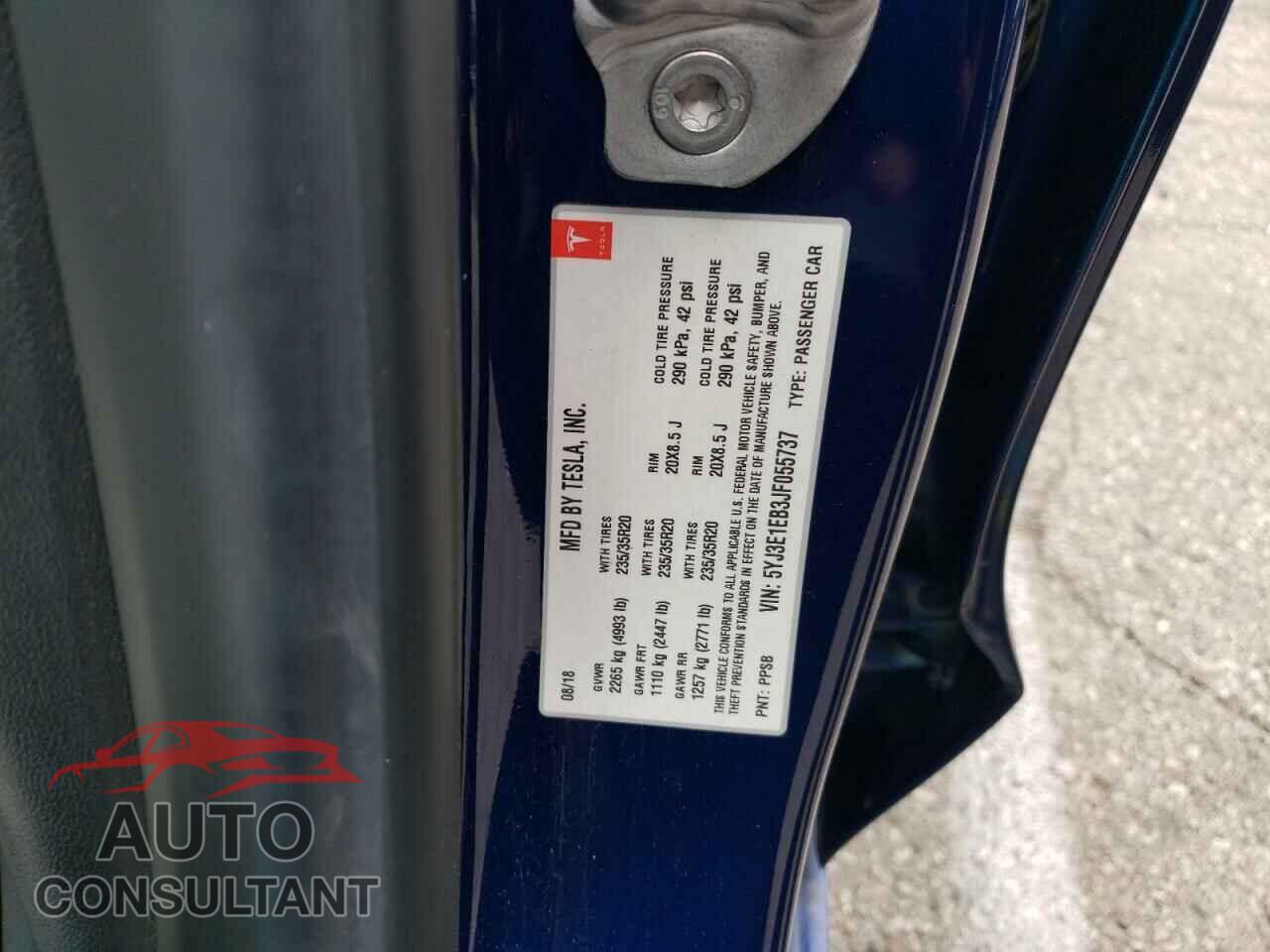 TESLA MODEL 3 2018 - 5YJ3E1EB3JF055737