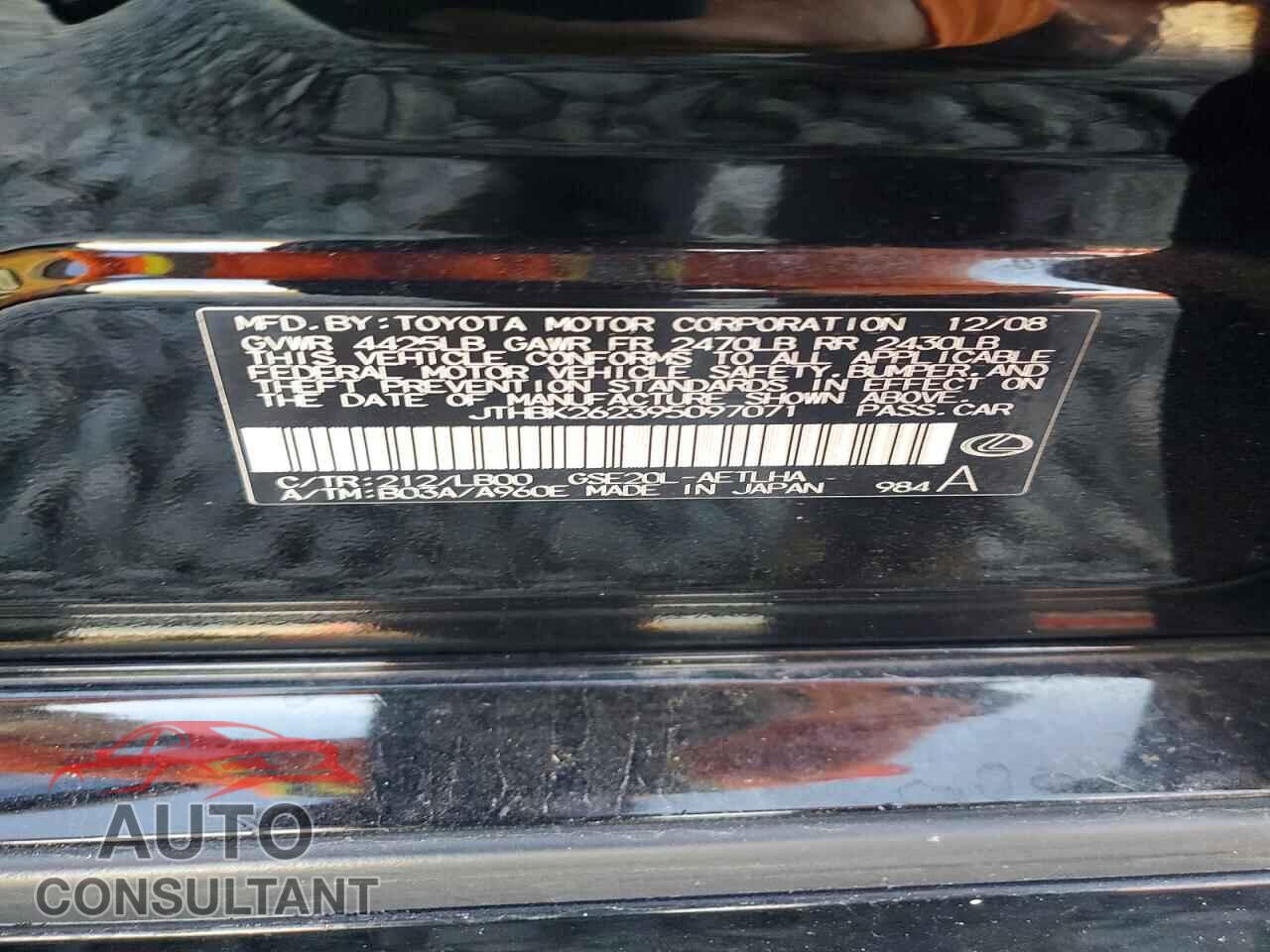 LEXUS IS 2009 - JTHBK262395097071