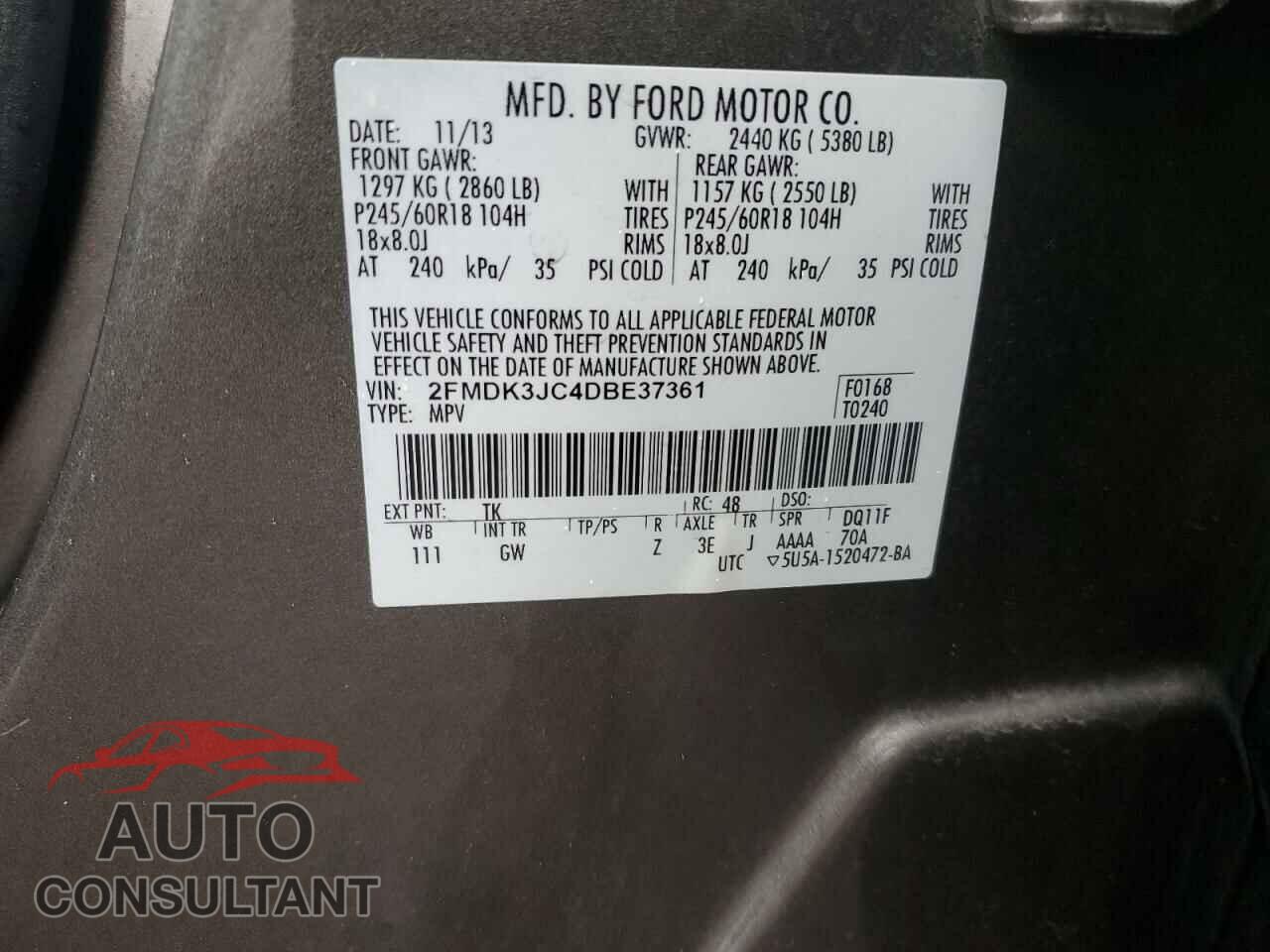 FORD EDGE 2013 - 2FMDK3JC4DBE37361
