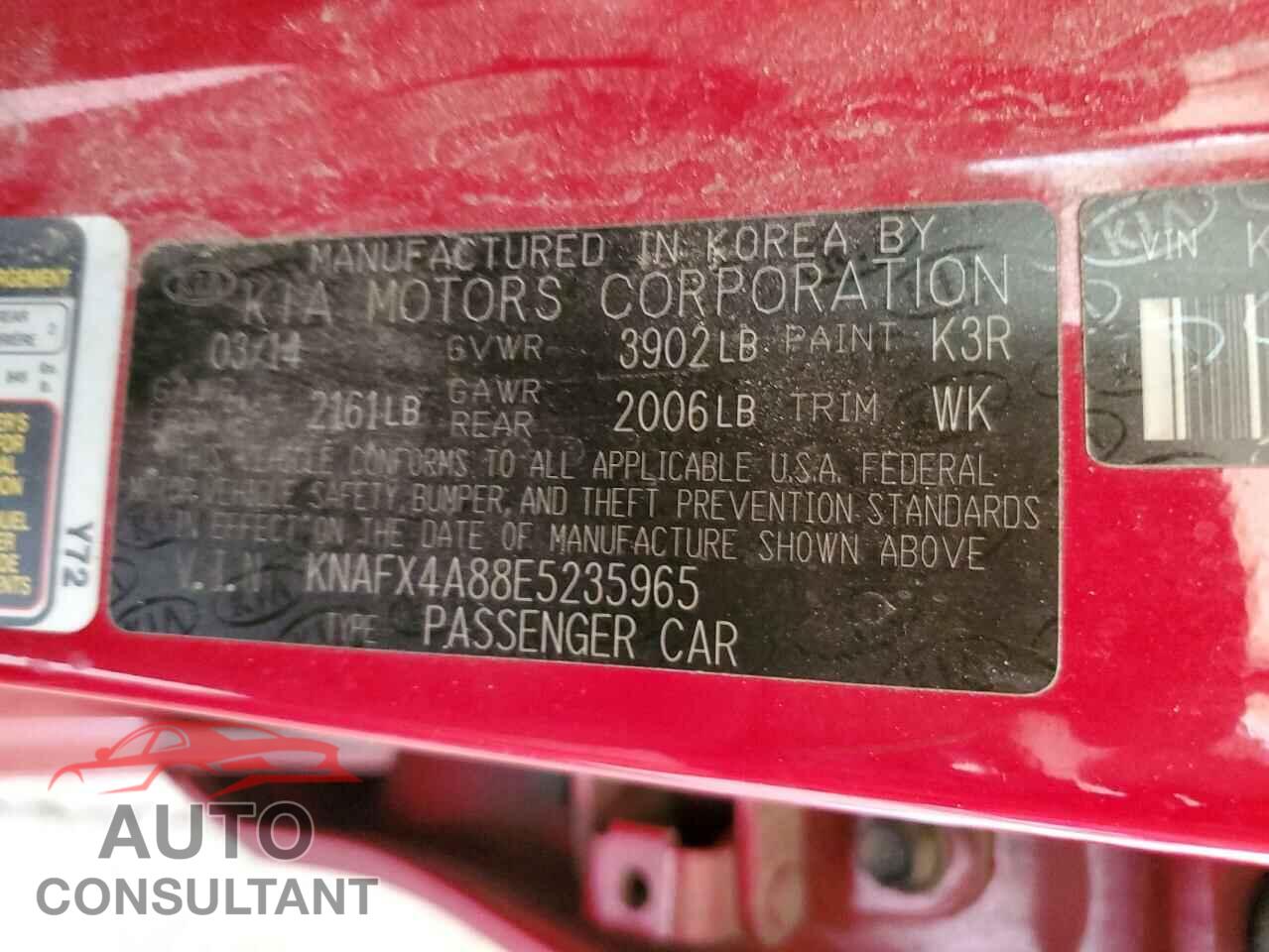 KIA FORTE 2014 - KNAFX4A88E5235965