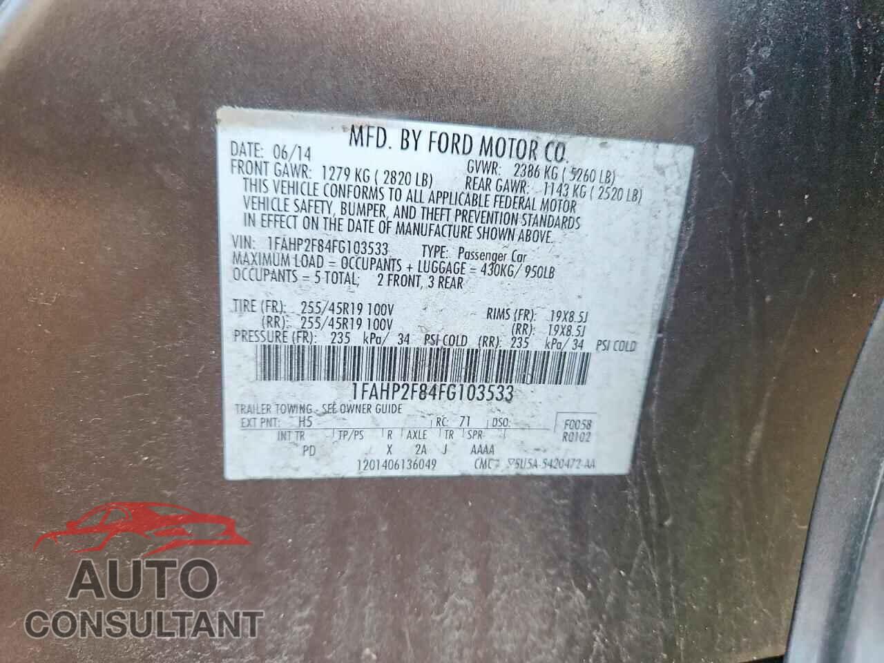 FORD TAURUS 2015 - 1FAHP2F84FG103533