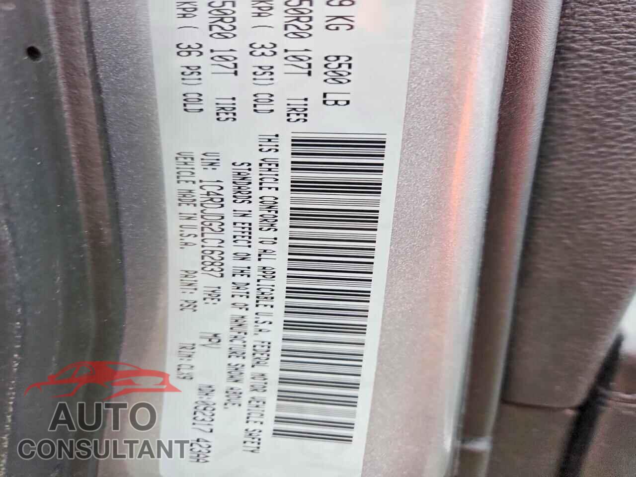 DODGE DURANGO 2020 - 1C4RDJDG2LC162837
