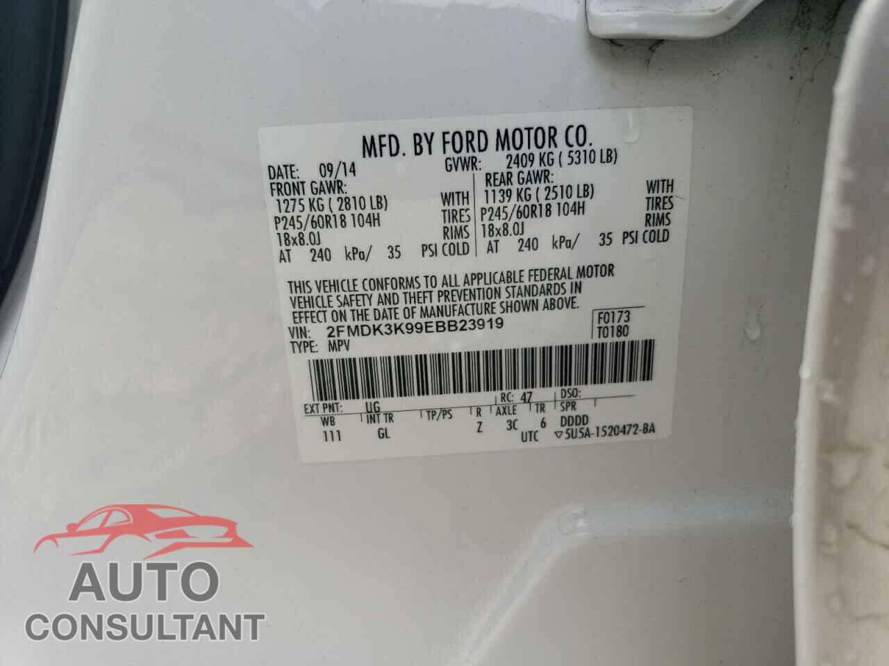 FORD EDGE 2014 - 2FMDK3K99EBB23919