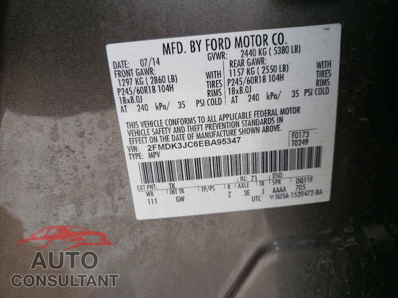 FORD EDGE 2014 - 2FMDK3JC6EBA95347