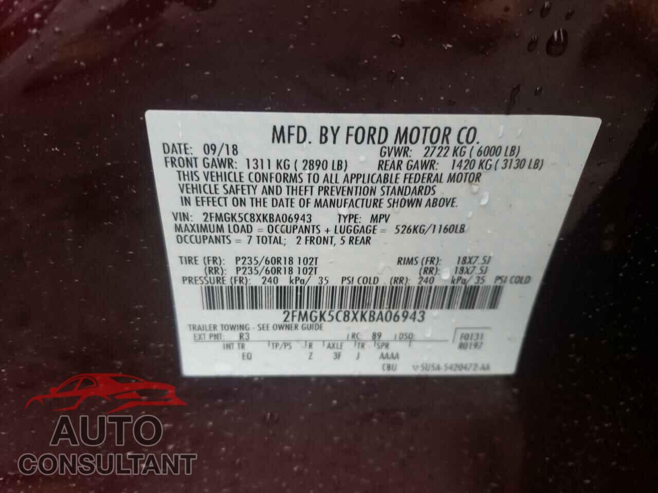 FORD FLEX 2019 - 2FMGK5C8XKBA06943