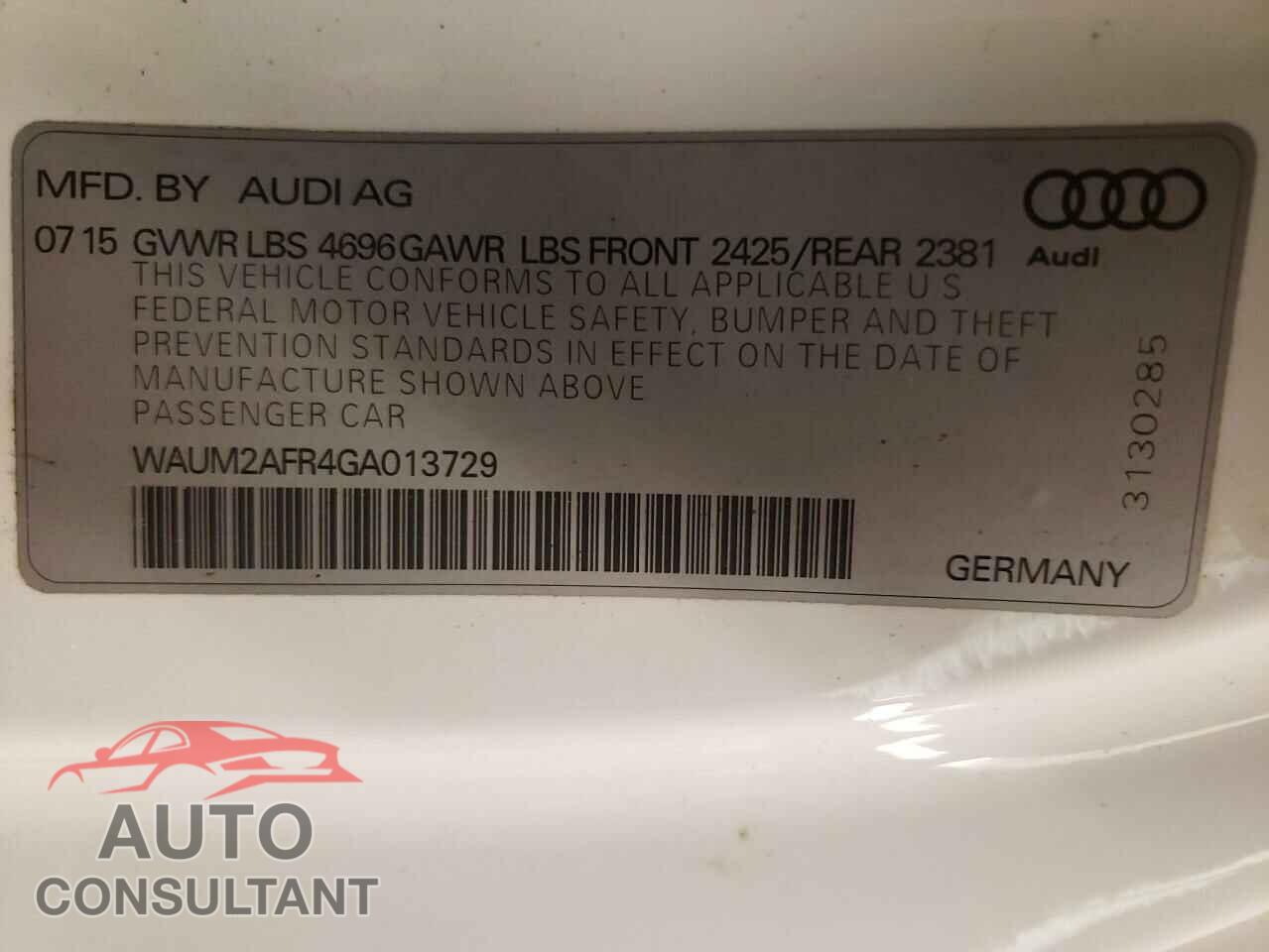 AUDI A5 2016 - WAUM2AFR4GA013729