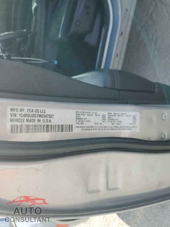 DODGE DURANGO 2021 - 1C4RDJDG7MC547327