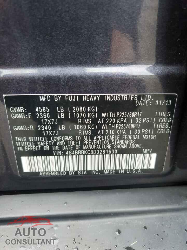 SUBARU OUTBACK 2013 - 4S4BRBKC8D3281630