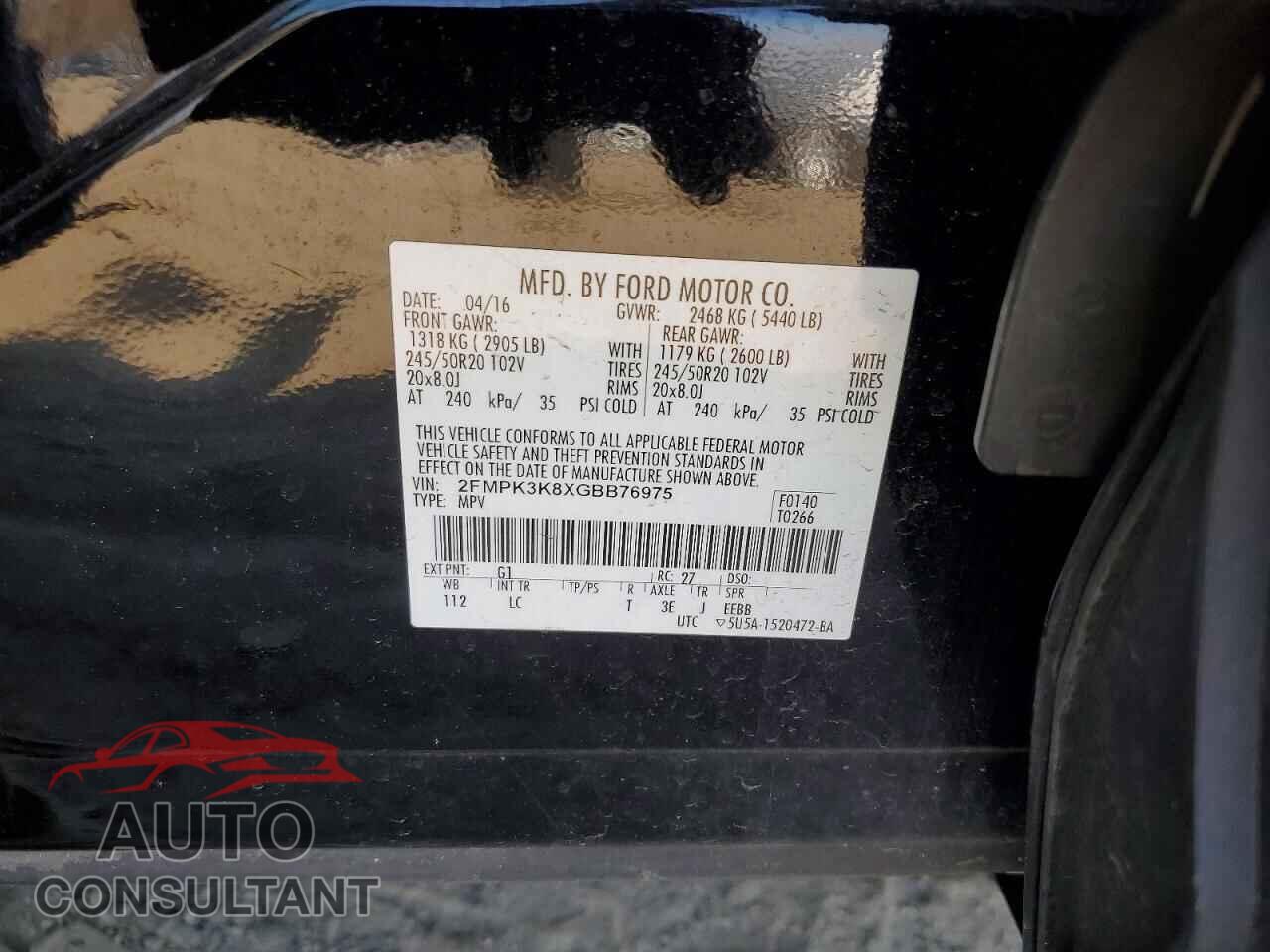 FORD EDGE 2016 - 2FMPK3K8XGBB76975
