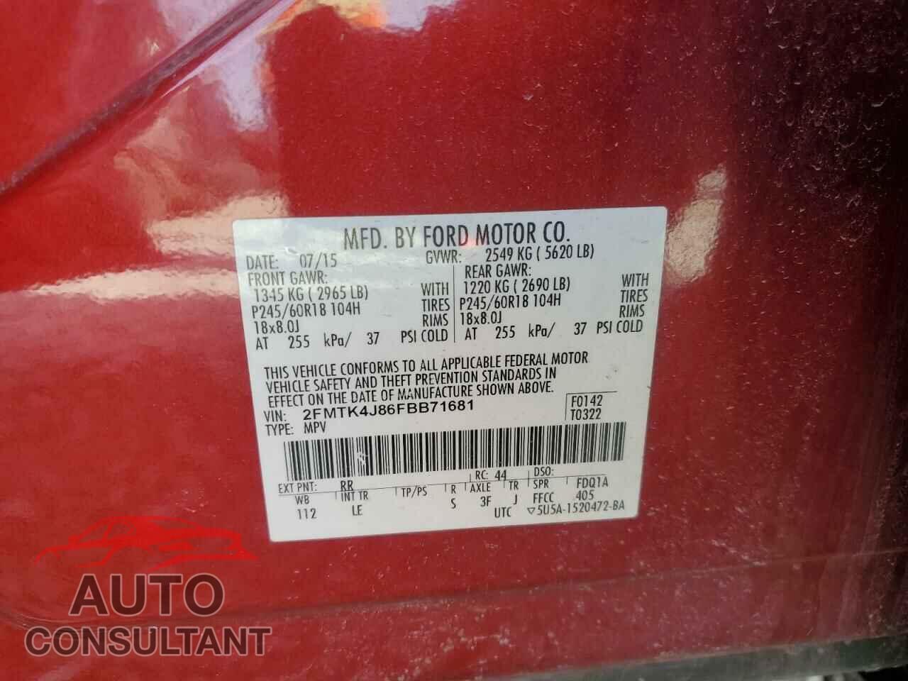 FORD EDGE 2015 - 2FMTK4J86FBB71681