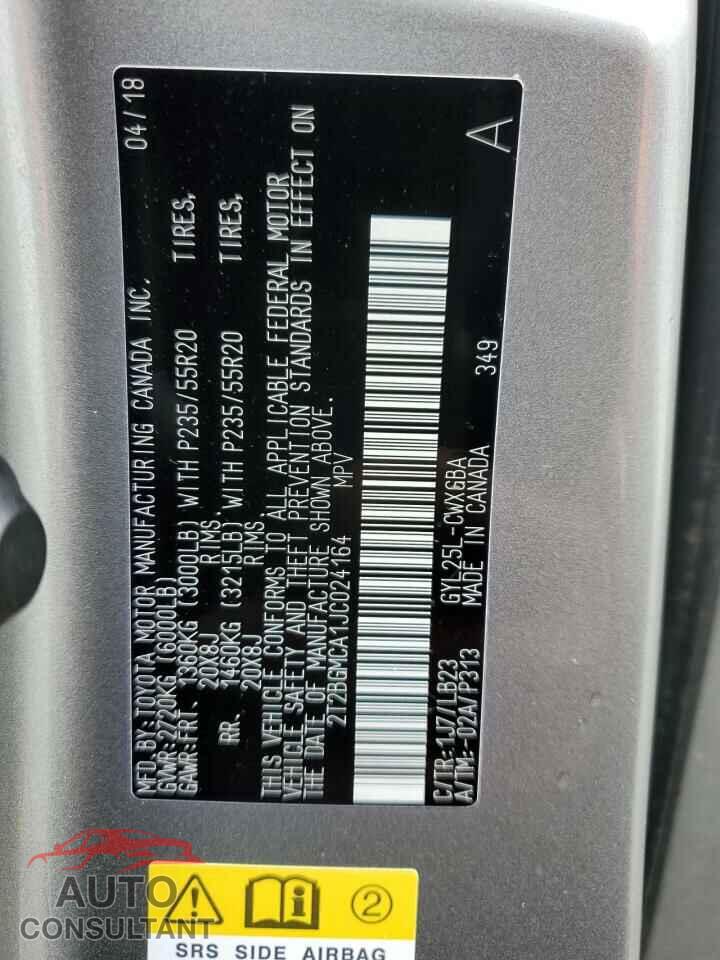 LEXUS RX450 2018 - 2T2BGMCA1JC024164