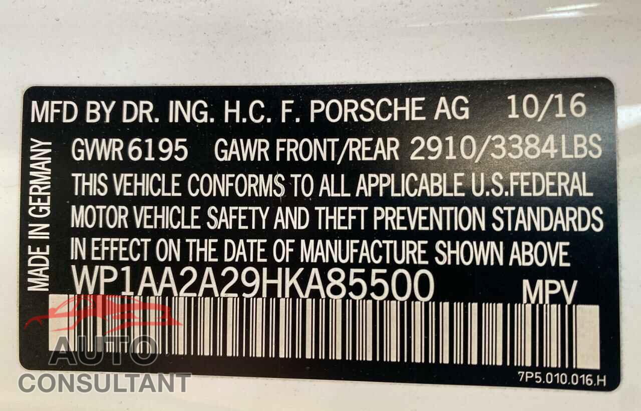 PORSCHE CAYENNE 2017 - WP1AA2A29HKA85500