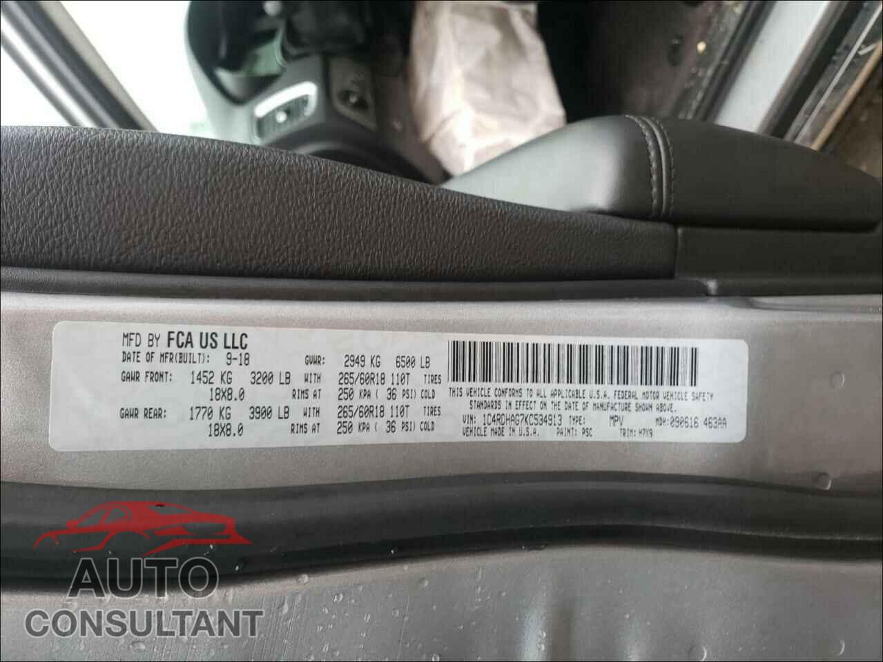 DODGE DURANGO 2019 - 1C4RDHAG7KC534913