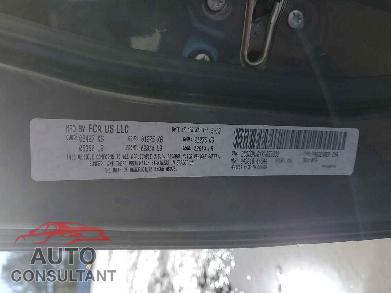 DODGE CHARGER 2019 - 2C3CDXJG4KH653892