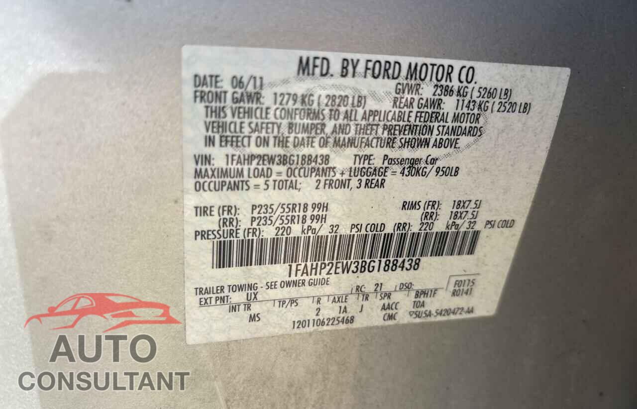 FORD TAURUS 2011 - 1FAHP2EW3BG188438