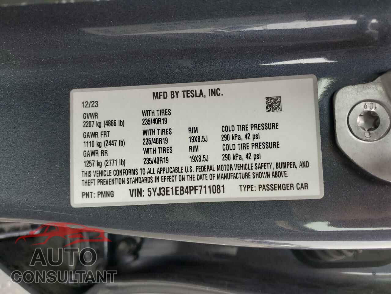 TESLA MODEL 3 2023 - 5YJ3E1EB4PF711081