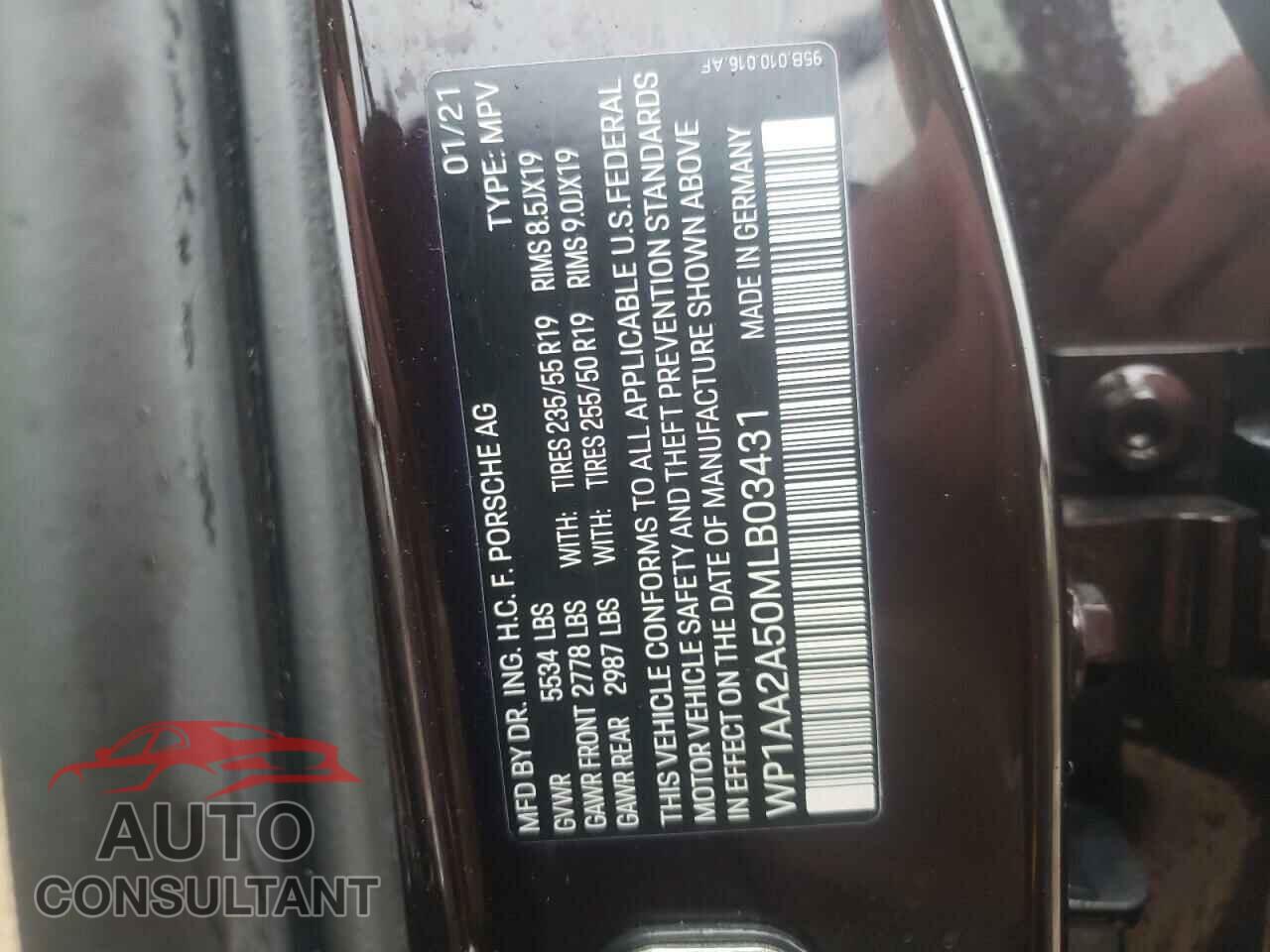 PORSCHE MACAN 2021 - WP1AA2A50MLB03431