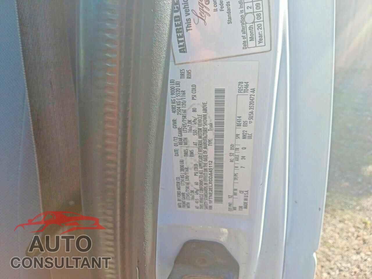 FORD ECONOLINE 2012 - 1FTNE2ELXCDA45112